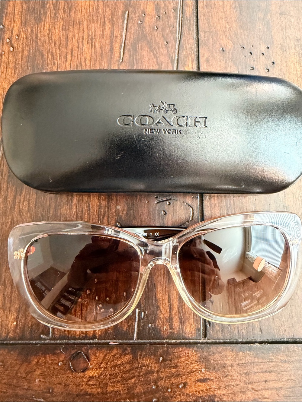 Coach Transparent Clear Frame Sunglasses with Brown Gradient Lenses